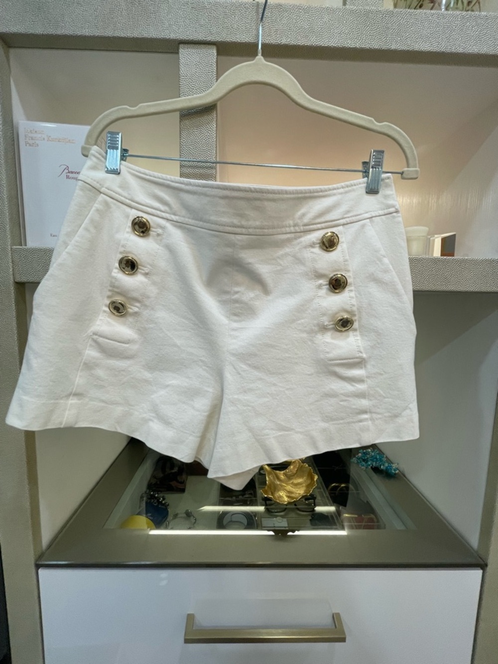 Derek Lam White High-Waist Sailor Button Shorts Size 8